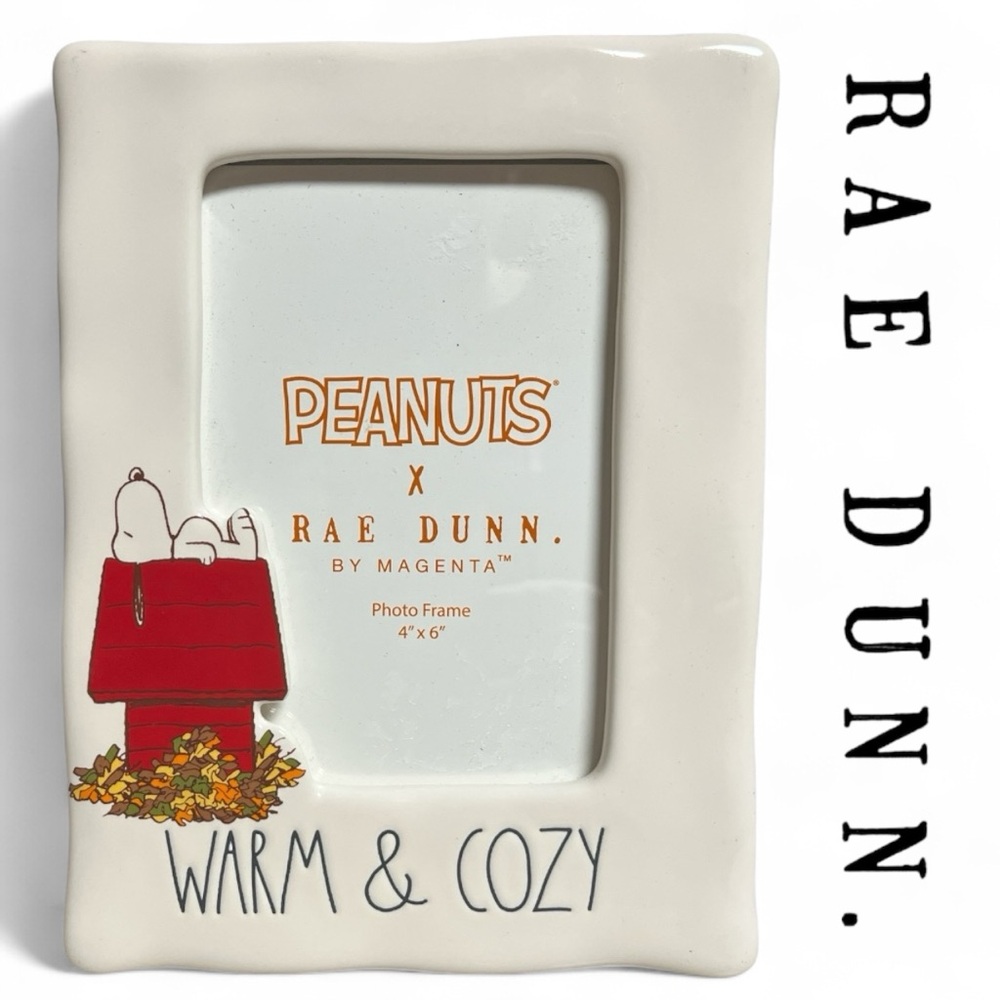 Rae Dunn X Peanuts Snoopy WARM & COZY 4X6 Ceramic Picture Frame